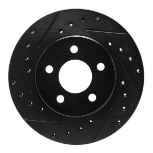 Chrysler Town & Country Brake Rotor (1) - Front Left - R1 Concepts - Drilled & Slotted - Black - `96-`00